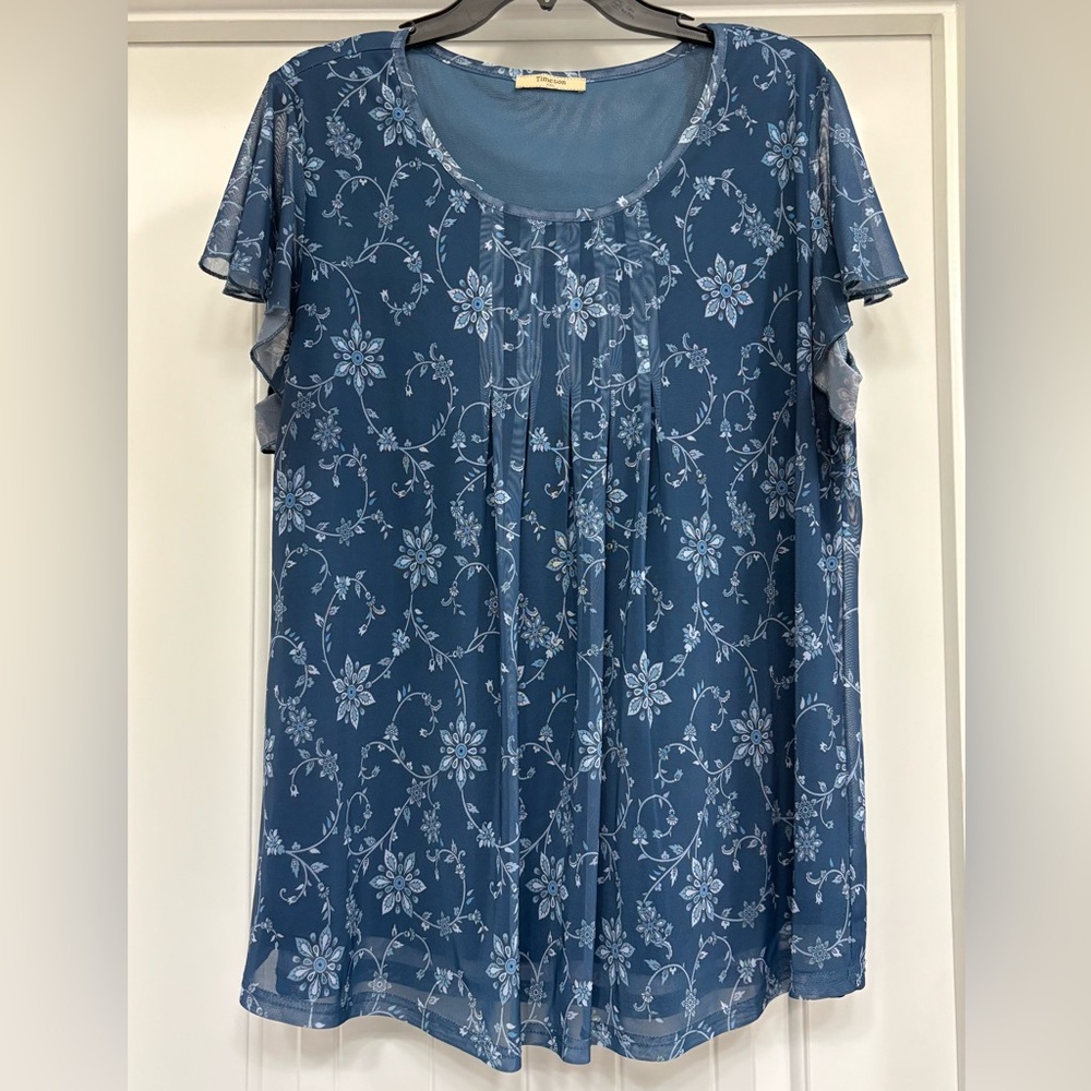 Floral Blue Women's Top